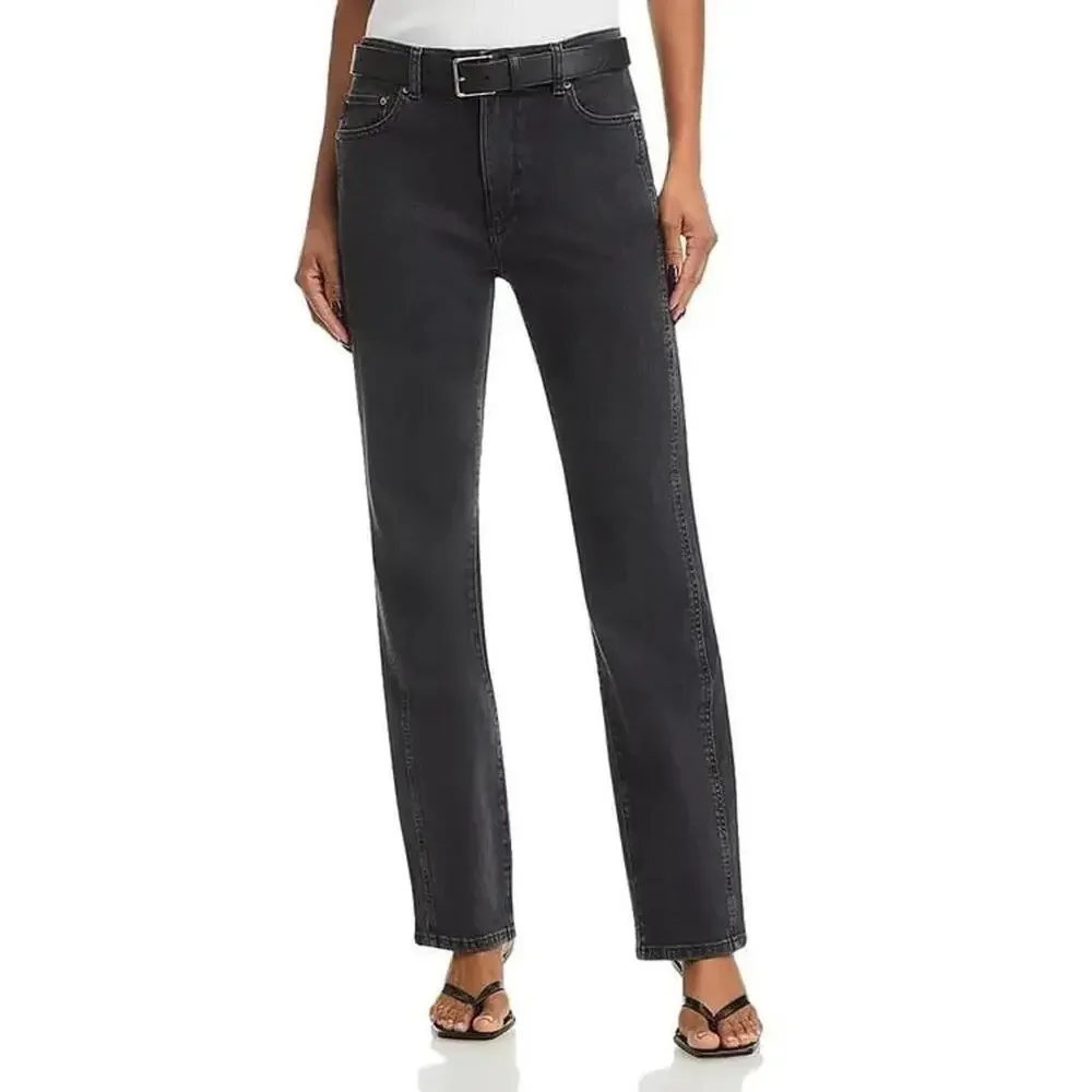 229$ DL1961 Patti High Rise Straight Leg Ankle Denim Jeans Size 31 Black